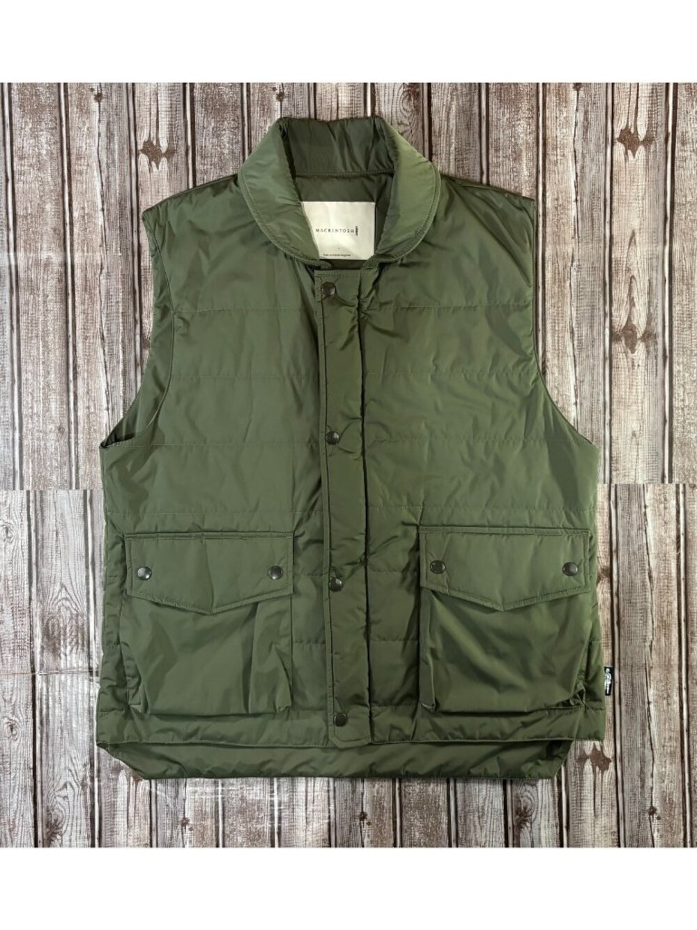 MACKINTOSH LONDON snap flap utility pockets vest sz L green made United England
